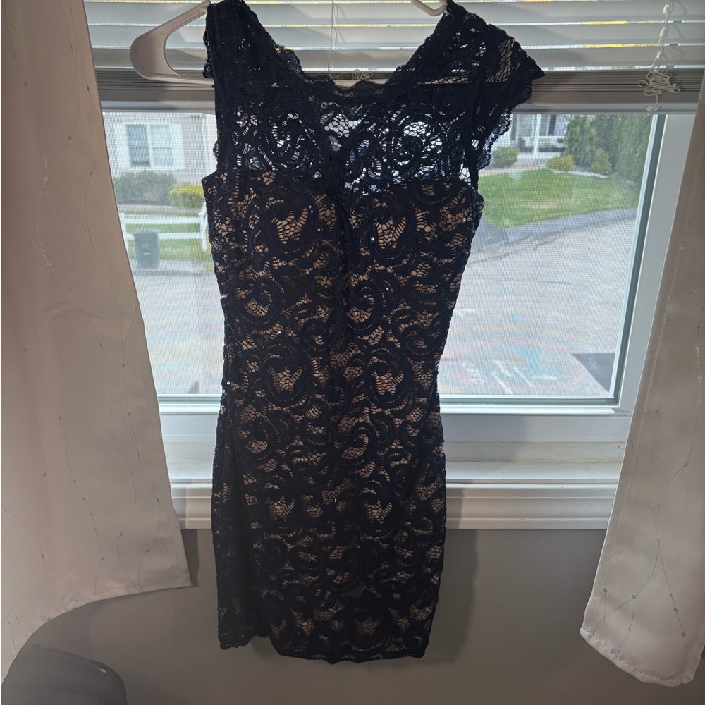 Elegant Navy Lace Dress